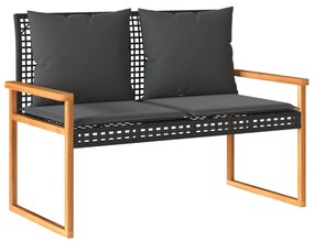 Set divani da giardino 4 pz con cuscini nero in polyrattan