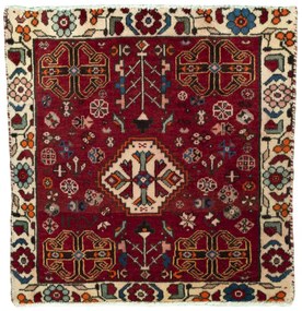Shiraz Tappeto 60 x 60 Rosso (Iran) Annodato A Mano
