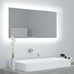 Specchio da bagno a led grigio 90x8,5x37 cm in acrilico