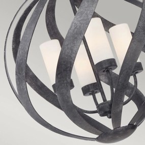 Lampadario Per Esterno Nordico Blacksmith Acciaio Nero Antico Vetro 4 Luci E14