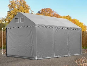 TOOLPORT 4x6 m tenda capannone, altezza 2,6m, PVC 800, telaio perimetrale, grigio, con statica (sottofondo in cemento) - (49863)
