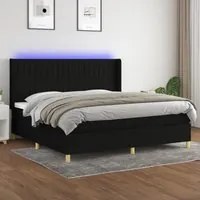 Letto a Molle Materasso e LED Nero 200x200cm in Tessuto 3139063