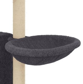 Albero per Gatti con Tiragraffi in Sisal Grigio Scuro 131 cm