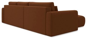 Divano angolare color terracotta allungabile/con contenitore (con penisola a sinistra/con chaise lounge) con rivestimento in velluto Kapua – Makamii