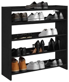 Scarpiera Nera 80x25x81 Cm İn Legno Multistrato /