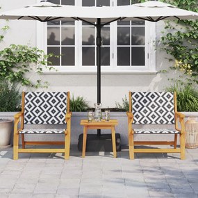 Set da giardino : 3 pezzi in legno massello di acacia, nero e bianco