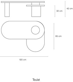 Tavolino nero in frassino 120x50 cm Nori - Teulat