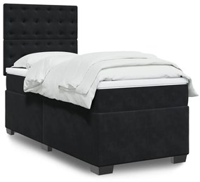 Giroletto A Molle Con Materasso Nero 90x200 Cm İn Velluto /