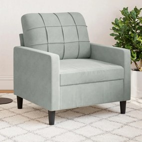 Poltrona Grigio Chiaro 60 Cm Velluto /