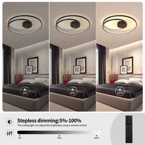 Brilagi- Plafoniera da soffitto dimmerabile a LED TWISTER LED/75W/230V Ø 70 cm nera +telecomando