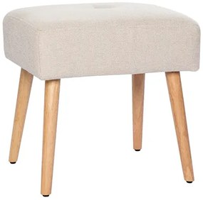 Sgabello basso in tessuto effetto velluto testurizzato beige e legno massello chiaro H46 GUESTA