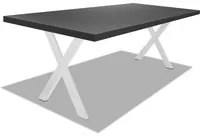 Tavolo da pranzo in legno e metallo con piedi a X bianchi - 160x90 cm