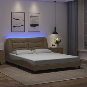 Giroletto Con Luci Led Cappuccino 160x200 Cm İn Similpelle /