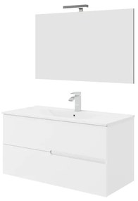 Mobile sottolavabo e lavabo con illuminazione Eva bianco in mdf L 100 x H 51 x P 46 cm 2 cassetti