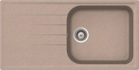 Lavello integrato 1 vasca in quarzo sabbia DELINIA Elbe L 50 x L 100 cm, reversibile