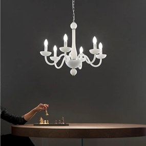 Lampadario Neoclassico Alfiere bianco 6x E14 LUCE AMBIENTE DESIGN
