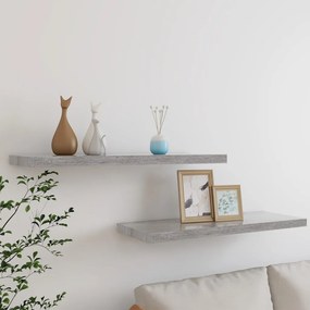 Scaffali A Parete 2 Pz Grigio Cemento 80x23,5x3,8 Cm İn Mdf /