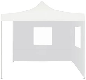 Gazebo Pieghevole Professionale 2 Pareti 3x3m Acciaio Bianco