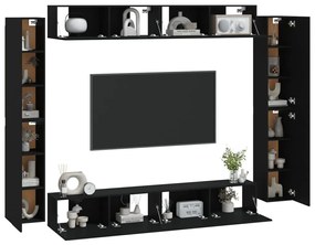 Set mobili porta tv 8pz nero in legno multistrato