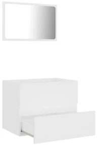 Set mobili da bagno 2 pz bianco in truciolato