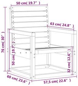 Set Salotto da Giardino 3 pz in Legno Impregnato di Pino