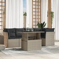 Set Divano da Giardino 6pz con Cuscini Grigio Chiaro Polyrattan 3266572