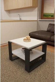 Tavolino Basso Da Salotto Stile Moderno 63x54x45 Axel Bianco E Antracite