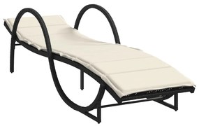 Lettini prendisole 2 pz con tavolino nero in polyrattan