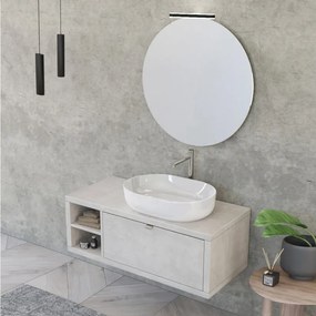 Mobile bagno sospeso 110 cm Master grigio nuvola con lavabo e specchio