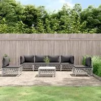 Set Divani da Giardino 7 pz con Cuscini in Acciaio Bianco 3186844