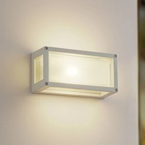 Lucande Applique da esterno Aurelien, bianco, vetro, 12,5 cm, IP54