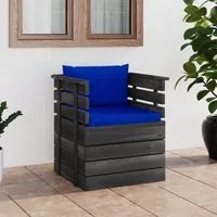 Poltrona da Giardino con Cuscini in Legno di Pino cod mxl 72346