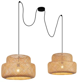 Lampada a sospensione Japandi nera con bambù 2 luci - Kea