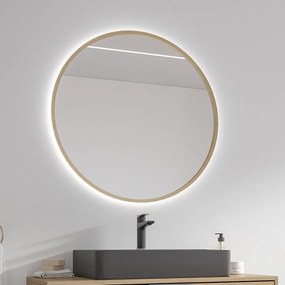 Specchio tondo led retroilluminato 80 cm cornice oro | KAM-S8000G - KAMALU