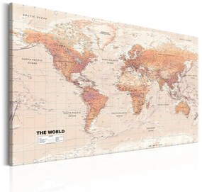 Quadro  World Map: Orange World  Colore Arancione, Dimensioni e Misure 120x80