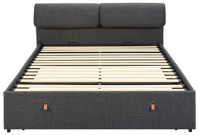 Letto matrimoniale imbottito grigio scuro con contenitore con rete inclusa 160x200 cm Calvi – Actona