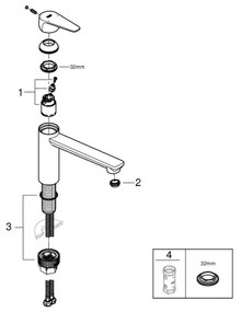 GROHE 31693000 - Miscelatore da cucina BAUEDGE 193 mm, cromo lucido