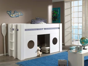 Letto soppalco per bambini, bianco laccato