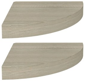 Scaffali angolari a parete 2 pz rovere 25x25x3,8 cm mdf