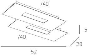 Plafoniera Moderna Rett. 2 Moduli Wally Metallo Bianco E Nero 2 Luci 2G11 52Cm