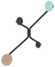 Appendiabiti da parete nero per angolo esterno con dettaglio verde menta Hook - Gazzda