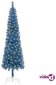 vidaXL Albero Natale Artificiale Sottile con LED Blu 210 cm