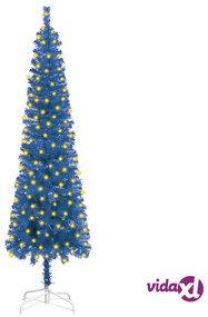 vidaXL Albero di Natale Sottile Preilluminato Blu 120 cm