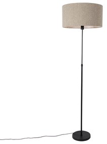 Lampada da terra nera orientabile con paralume bouclè tortora 50 cm - Parte