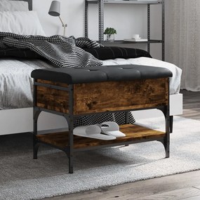 Panca Porta Scarpe Rovere Fumo 62x42x45 Cm İn Legno Multistrato /