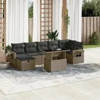 Set Divano da Giardino 8 pz con Cuscini Grigio in Polyrattan 3274990