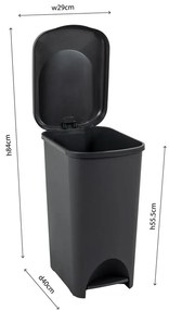 Bidone a pedale in plastica nera 40 l - Addis