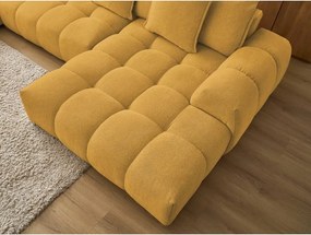 Divano angolare color senape allungabile e con contenitore (penisola a sinistra/a U) con rivestimento in ciniglia Everest – Bobochic Paris