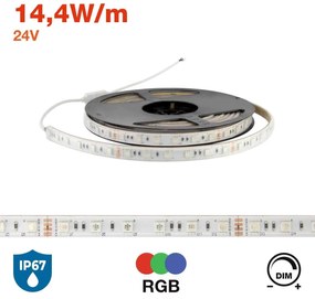 Striscia LED Professional 5050/60 - RGB - IP67 - 144W/m - 5m - 24V Colore RGB