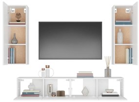 Set di mobili porta tv 4 pz bianco in legno multistrato